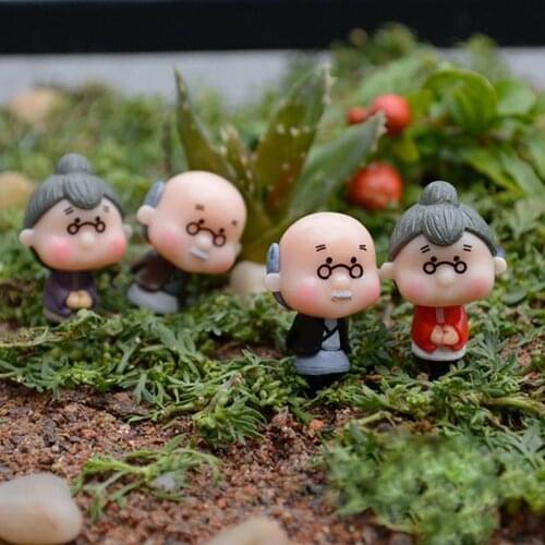 4Pcs Miniature Old Granny Grandpa Doll Ornaments Home Garden Crafts Decoration