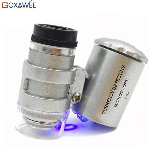 60X Magnifier Handheld Mini Pocket Microscope Loupe Jeweler Magnifier With LED Light