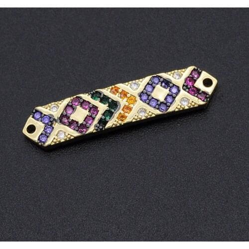 6x26mm CZ Zircon DIY Jewelry Rainbow Bar Charm Connectors Wholesale OEM Order Accepted Fashion Jewelry Accessories