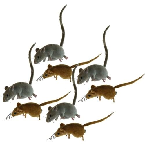 8 Pcs Realistic Mouse Statue with Magnet Lifelike Mice Model Artificial Animals Ornament for Garden Decoration Cat Toys