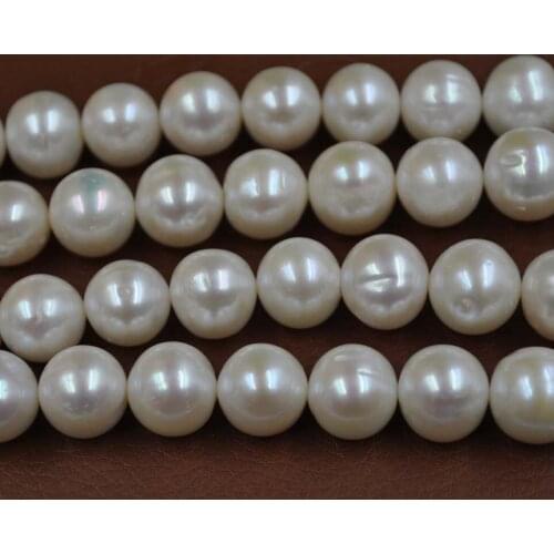 AA wholesale 11.5-13mm near round potato white freshwater pearl strand 40cm free shipping