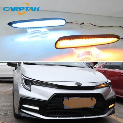Auto LED Daytime Driving Lights For Toyota Corolla SE XSE US 2020 2021 Dynamic Yellow Turn Signal Car DRL Daylihgts Foglamps