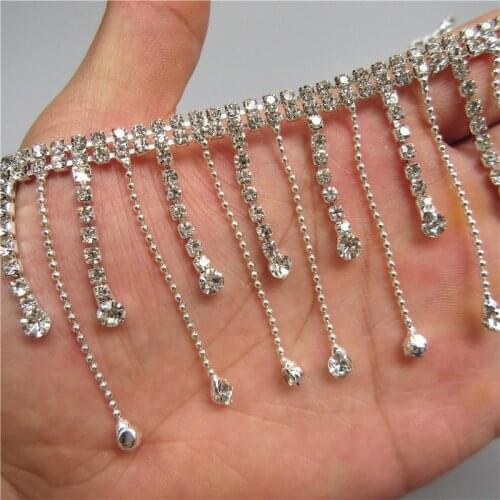 Rhinestone Crystal Chain Bling Diamante Lace Diamond Belt Trim Ribbon Necklace Applique Gem Sparkle Wedding Dress 5.7cm Width