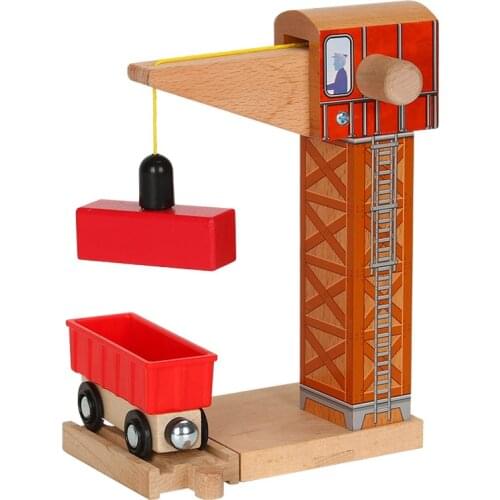 P182 Wooden Track Accessories crane Tower Toys Magnetic Car Models Track Construction Games Compatible with Wooden Track