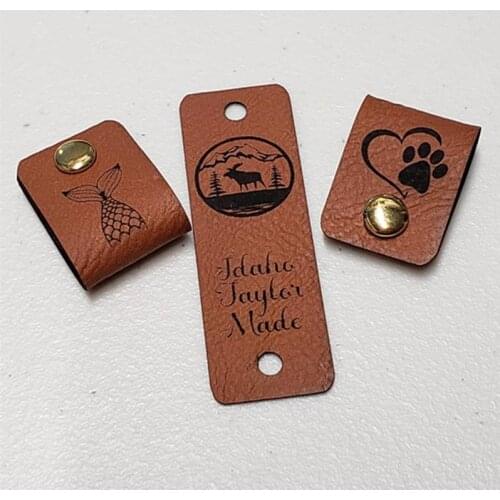 40pcs Custom leather handmade product Tags for rivets Knitting Crochet labels Branding logo Garment label Hats DIY Accessories
