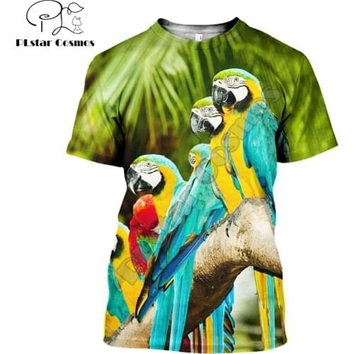 3D Printed Parrot Tops men t shirt Harajuku Fashion summer Short sleeve shirt street Casual Unisex tee tops Drop shipping YW002
