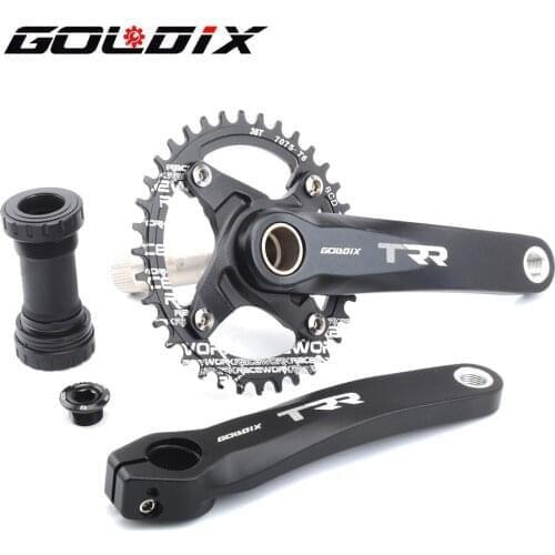 GOLDIX Bicycle Crank Chainwheel 104BCD MTB Bike Crankset Aluminum Alloy with Bottom 170mm Crank Black 32T 34T 36T 38T Plate