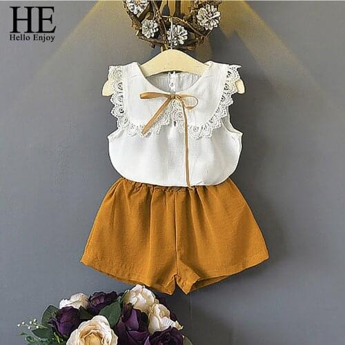 HE Hello Enjoy Baby Girls Clothing Sets Summer Vest Two piece Sleeveless Children Sets fashion Girls Clothes Suit Casual