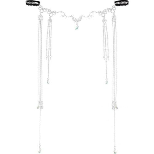 Pendant Beautiful Long Tassel Rhinestone Hair Chain Headdress Hair Chain Handmade for Dating