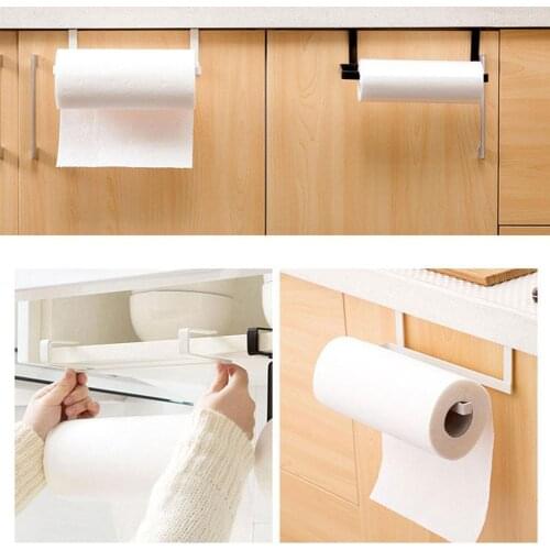 Creative cabinet kitchen paper holder roll paper holder household rack free rack storage tool punching towel kitchen U6M0