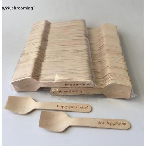 Rustic Disposable Coffee Wooden Mini Spoons in Bulk Laser Engraved Spoons with Custom Text or Logo Font Choice 1000 counts