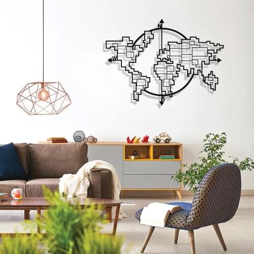 MIGNATIS Compass Rectangular Shapes Metal Wall Decor - Kitchen with World Map Wall Decor, Office, wall Decorations for Living Room