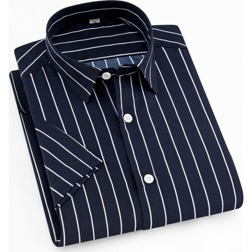 Aoliwen 2020 men summer short sleeve Striped print shirt fashion casual shirts for men flannel high quality Beach wind 5XL