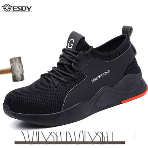 Mens Work Safety Shoes Steel Toe Cap Breathable Puncture Proof Boots Fashion Outdoor Sneakers Casual Male Shoes Plus Size 37-49