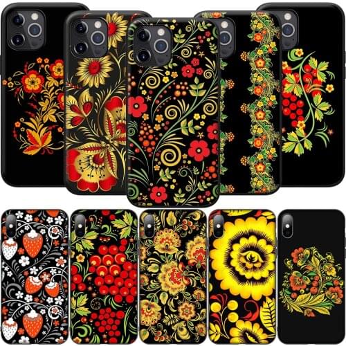 GX113 Khokhloma Russian Silicone Soft Case for iPhone 12 Mini 11 Pro XS Max XR X 8 7 6 6S Plus 5 5S SE 2020