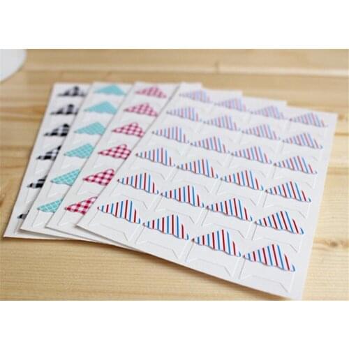 New 500pcs/lot 24 stickers/sheet DIY Retro plaid stripes photo Corner Paper Stickers for Photo Album fitting Handwork Frame