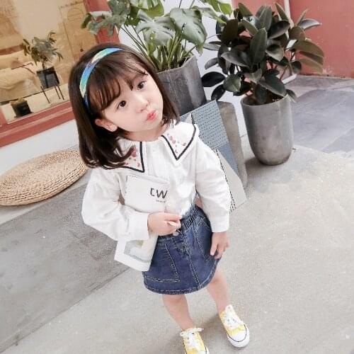 Baby Girl Clothes Children Floral Embroidery Cute Shirt Baby Floral Cotton Shirt Toddler Girl Princess Blouse Baby Top Tees 2-7Y