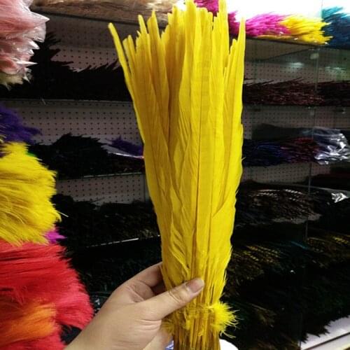 Wholesale! beautiful 10pcs/lot 20-22inches / 50-55cm yellow pheasant feathers centerpieces wedding decorations