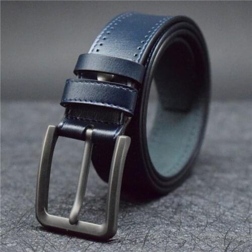 Men Belt Cow Leather Blue/brown/green/black Male Strap 100-130CM Belt For Men