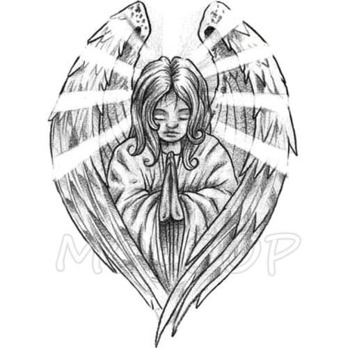 Tattoo Sticker Prayer Angel Half Arm Anime Fake Tatto for Women and Men Body Accessories Temporary Stickers