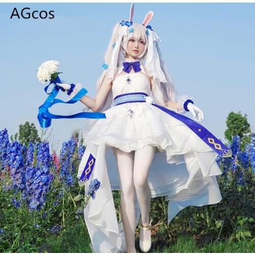 AGCOS Azur Lane USS Laffey The White Rabbit and the Oath Cosplay Costume Woman Wedding Dress