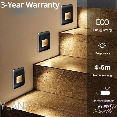 Ylant Recessed Led Wall Lamp PIR Motion Sensor Stair Case Light AC85-265V Step Lamp Corridor Lighting Indoor Wall Lighting