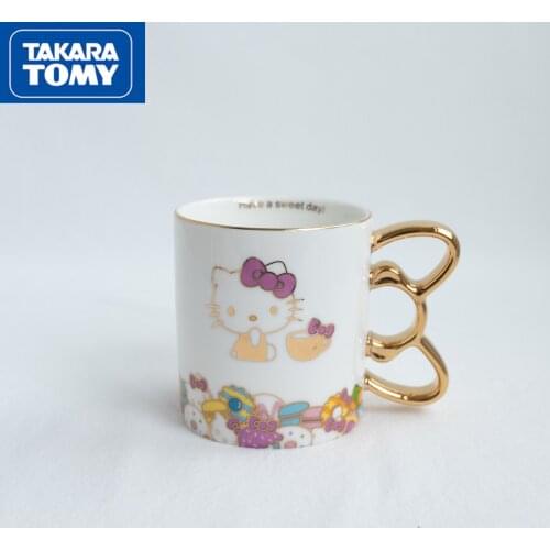 TAKARA TOMY fashion cartoon Hello Kitty cute gold ceramic mug water cup breakfast cup collection cup milk cup