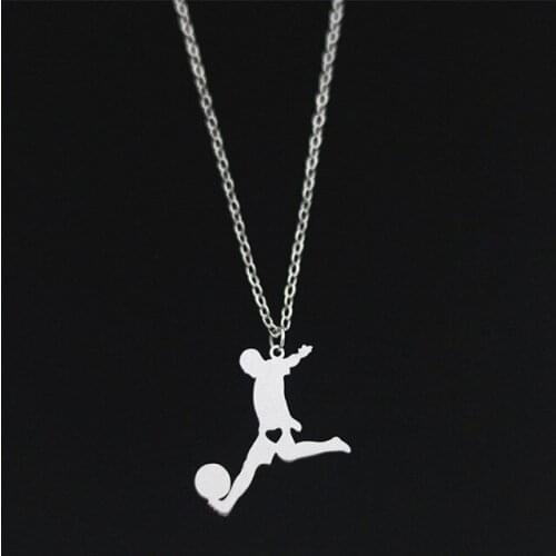 Trendy Stainless Steel Football Player Necklace High Quality Sports Pendant Necklace Sport Jewellery Gift