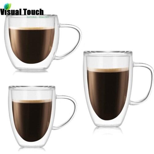 High Quality Transparent Double Layer Cup Clear Heat Insulated Coffee Tea Milk Beer Whiskey Mug