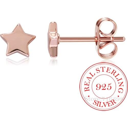100% 925 Sterling Silver 2021 Women Jewelry Fashion Cute Tiny Star Stud Earrings For Women Daughter Girls