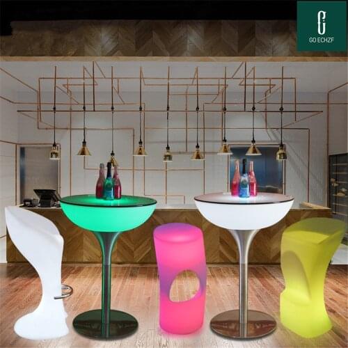 106cm height Rechargeable Led illuminated cocktail table waterproof glowing led bar table lighted up coffee table bar kTV disco