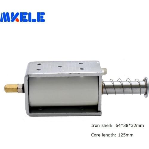 15N Terminal Connecting Push Type Open Frame Linear Solenoid Holding Core Length 125mm Front Door Locks Fail Secure Magnetic