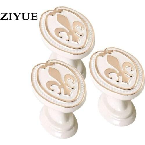 2PCS/Lot Free Shipping Drawer Handle Antique Carved Ivory White European Zinc Alloy Cabinet Door
