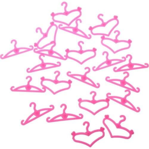 20Pcs Pink Hangers Fits 11.5 Inch Dolls Dress Clothes Gown Doll Clothes E65D