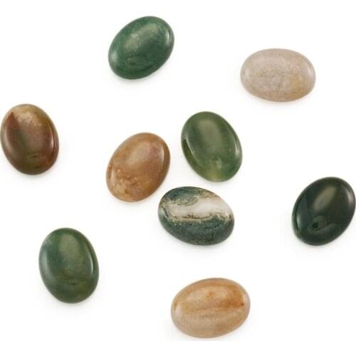 50pcs Natural Gemstone Cabochons Indian Agate Smooth Oval Cabochons No Drill Hole Assorted Colors Cabochon Beads for DIY Jewelry
