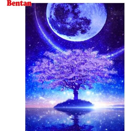 Full Drill Square Round 5D Diamond Painting Fantasy Romantic Moon Tree Cross Stitch Kits Diy Scenery Diamond Embroidery Decor