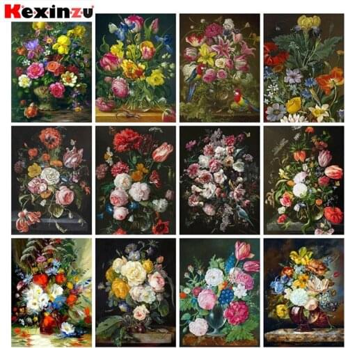 Kexinzu Diamond Painting Cross Stitch " Flower scenery" 5D DIY Diamond Embroidery Full Square/round Rhinestone Of Picture