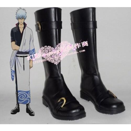 Anime Silver Soul Sakata Gintoki Cosplay Boots Black Shoes H016