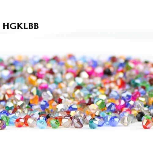 HGKLBB 4mm 100pcs Bicone Austrian crystals beads charm glass ball loose spacer beads for Jewelry Making Bracelet Necklace DIY