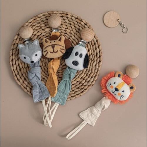 1 pc Baby Cloth Animal Pacifier Chain Safe Teething Chain Baby Accessories Multicolor Cartoon Animals No FPA Feeding Accessorie