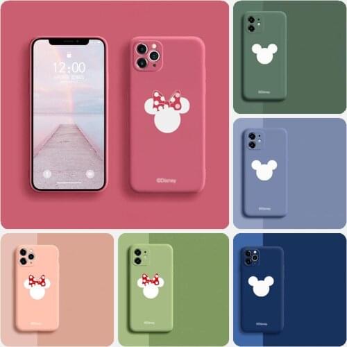 Disney Mickey Mouse Pure Color Anime phone case for iPhone 11 12 13 Pro Max mini 7 8 plus XR X XS MAX SE lovely shockproof cover