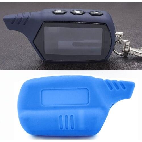 Black A91 Key Shell Keychain Case +silicone blue cover For Russian Version Starline A91/A61 lcd Remote Two Way Car Alarm System