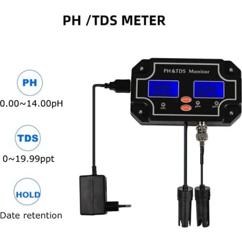 2 in 1 Digital PH TDS Monitor Water Quality Tester Professional TDS Tester Acidometer Backlight for Pool Aquarium Drink Water