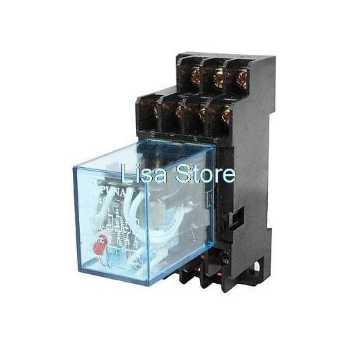 HH54P DIN Rail 12VAC Coil 4PDT 14P General Purpose Power Relay w DYF14A Base