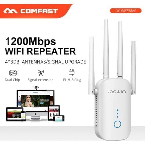 JW-WR758AC AC1200 Wifi Repeater 2.4G&5.8G DUAL band 1200Mbps Wifi Extender repetidor with 4 external antennas Long range routers