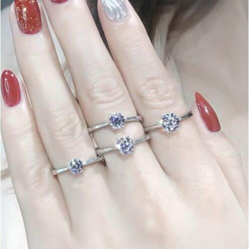 Classic 925 Sterling Silver Moissanite Ring Simple Style 0.5ct 1ct carat IJ Color Jewelry Anniversary Ring