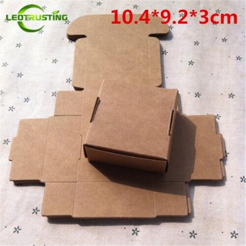 Leotrusting 50pcs 10.4*9.2*3cm Brown Kraft Paper Box Natural Kraft Paper Gift Packaging Box Handmade Soap Paper Cardboard Box