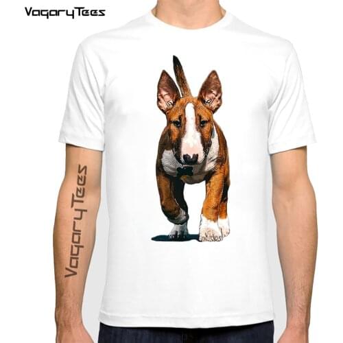 English Bull Terrier Cute Bull Terrier Puppy Dog Print T-Shirt Summer Fashion mens Painting High Quality Casual Tops Tees
