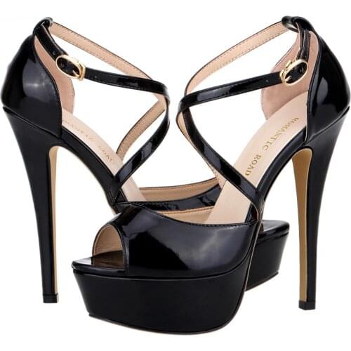 LOSLANDIFEN Women Samdals 14CM Platform High Heels Sexy Ankle Strap Open Toe Sandals Party Dress Shoes Plus Size 42