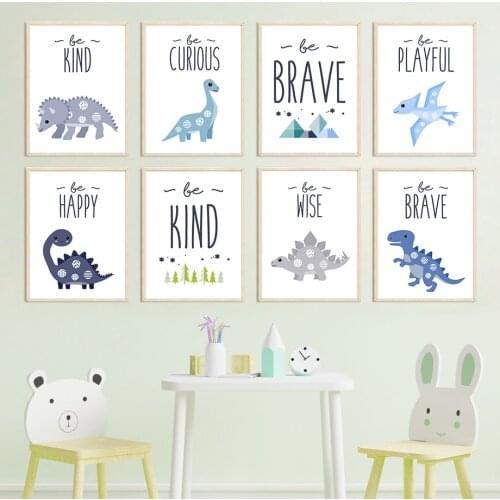 Jurassic Dinosaur Cute Animals Wall Art Canvas Painting Nordic Posters And Prints Wall Pictures Kids Kawaii Room Nursery Decor